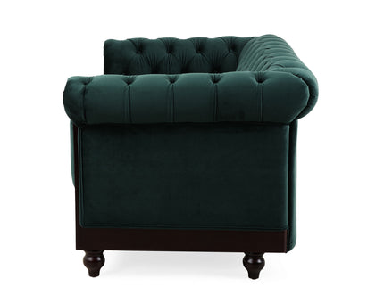 Chesterfield Loveseat Sofa, 2 Person Rolled Arm Upholstered Couch