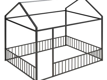 Metal Bed House Bed Frame With Fence