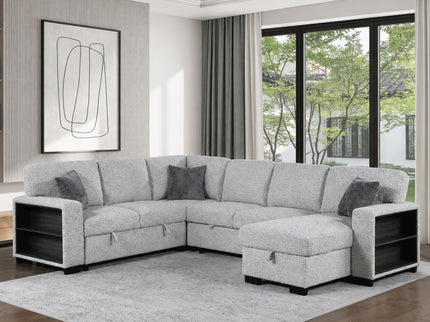 Giza - Modular Sectional Sofa With Sleeper, Storage, USB Charging - Gray