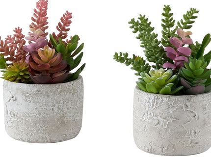 Artificial Succulent, Table Decor (Set of 2) - Green / Gray - Plastic