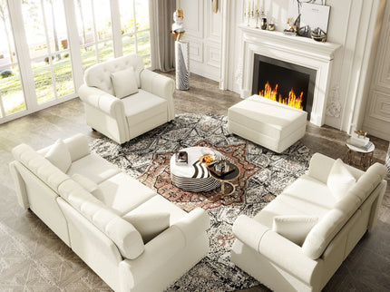 Upholstered Sofa Set With Nailhead Trim And Rolled Armrests, Includes Pillows