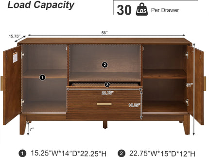 TV Stand With Drawer And Cabinets - Brown