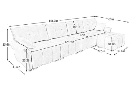 Sofa Set With Ottoman And Pillows, Textured, High Resilience Cushions