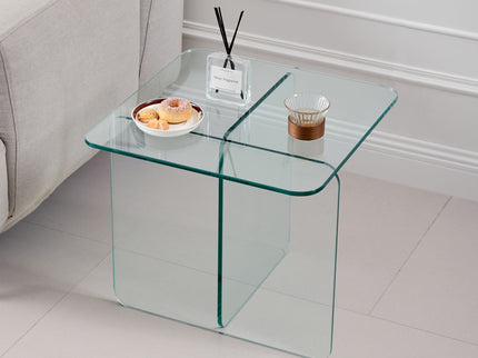 Modern Transparent Tempered Glass Sidetable