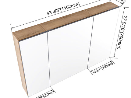 Wall Mounted Bathroom Cabinet With Adjustable Shelves Storage Cabinet - Imitative Oak