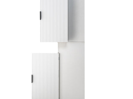 Fluted Kitchen Pantry Cabinet With 3 Keyboard Drawers & 6 Adjustable Door Shelves