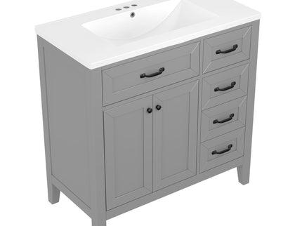 Modern Bathroom Vanity With Sink, Freestanding Design With Drawers And Doors