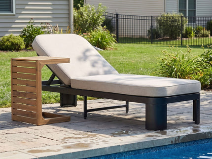 Outdoor Chaise Lounge Set With Side Table, 5 Position Adjustable Patio Recliner