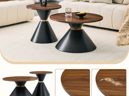 2 Piece Round Coffee Table Set For Living Room