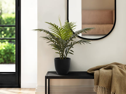 20" Tall, Artificial Plant, Palm, Indoor, Faux, Fake, Table, Greenery, Potted, Real Touch, Decorative - Green / Black