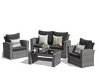 Black / 4 Pc. Loveseat, 2 Chairs, Coffee Table