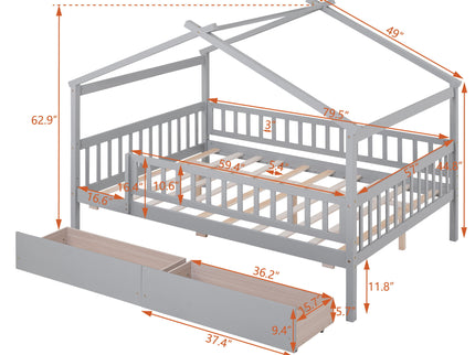 House Bed With 2 Drawers