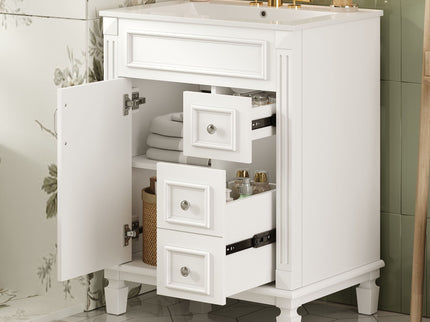 Bathroom Vanity With Sink, Compact Cabinet & 2 Drawers And Adjustable Shelf