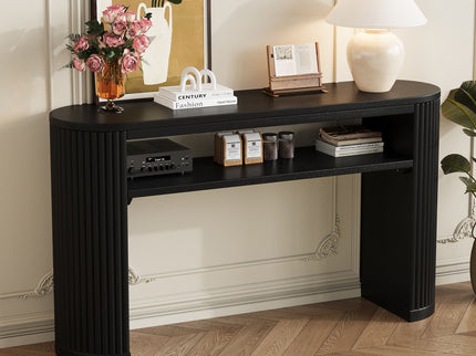 Console Table With Fluted Legs, Open Shelf