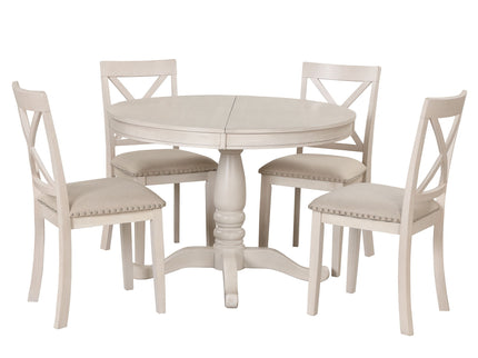 Modern Dining Table Set For 4, Round Table And 4 Kitchen Room Chairs, 5 Piece Kitchen Table Set For Dining Room, Dinette, Breakfast Nook