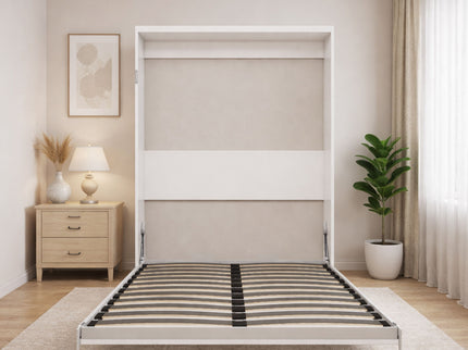 Queen Size Vertical Murphy Wall Cabinet Folding Bed With Automatic Legs - Gray