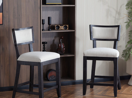 Upholstered Counter Height Bar Stools With Comfy Back (Set of 2)