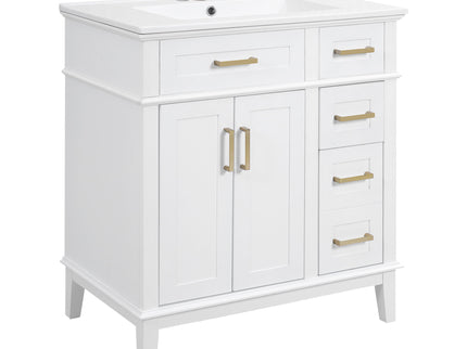 Modern Bathroom Vanity With Ceramic Sink, Soft Close Storage Cabinet