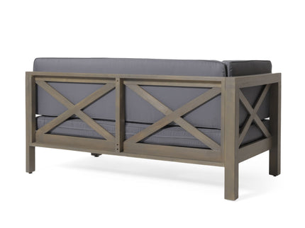 Aura - 2 Piece Outdoor Set With X Back Left Bench And Corner - Dark Gray