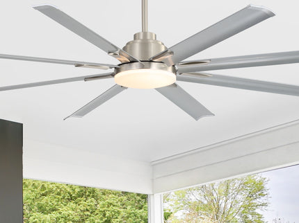 DC Motor Ceiling Fan With Dimmable Light And 8 Blade Aluminum Blades - Nickel