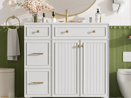 Bathroom Vanity With Sink, Soft Close Doors, Adjustable Shelves