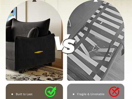 King Pull Out Sofa Bed, 3-In-1 Convertible Bed With 3 Pillows