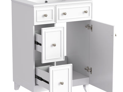 Transitional Style Bathroom Vanity Cabinet With Ceramic Sink
