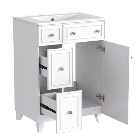 Transitional Style Bathroom Vanity Cabinet With Ceramic Sink