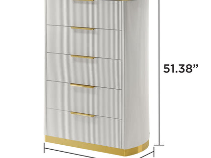 Giovanni - 5 Drawer Chest - White
