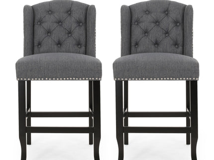 Vienna - Fabric Tufted Counter Stool With Nailhead Accents (Set of 2)
