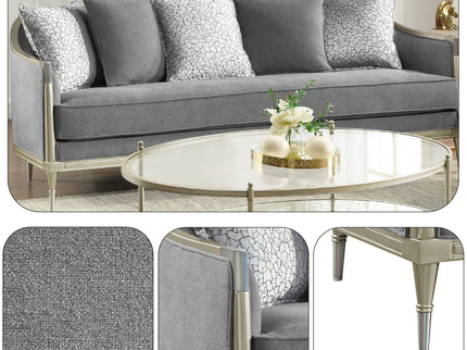 Fernando - Sofa With 5 Pillows - Champagne / Gray