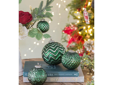 Christmas Ball Ornaments, Glass Decorative Hanging Ball Christmas Tree Ornaments, For Holiday Party Decorations (Set of 6) - Green