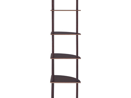 Corner Bookcase With 5 Shelves, Compact Design For Living Room - Cappuccino