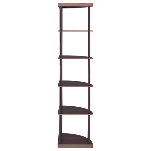 Corner Bookcase With 5 Shelves, Compact Design For Living Room - Cappuccino