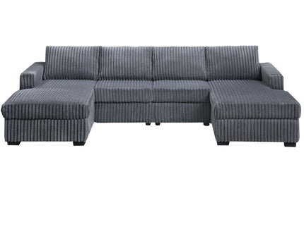 U-Shaped Sectional Set With Cushion Back Armless Chairs Right And Left Arm Chaise