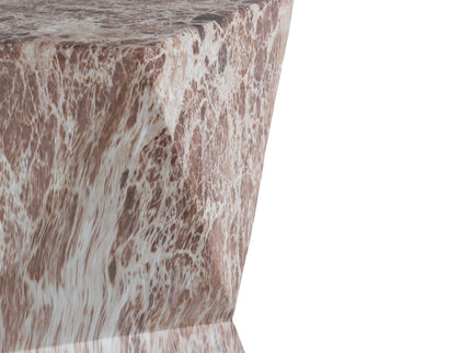 Round Outdoor Geometric End Table - Marble