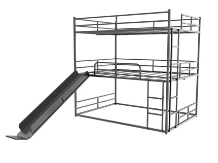 Twin Size House Loft Bed With Slide And Ladder - Black
