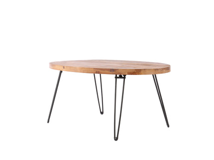 Oval Natural Reclaimed Wood Foldable Cocktail Table For Your Living Room - Natural