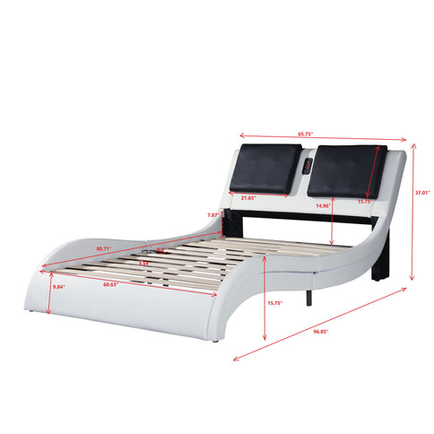 Platform Bed Frame With LED Lighting, tooth Music, Vibration Massage