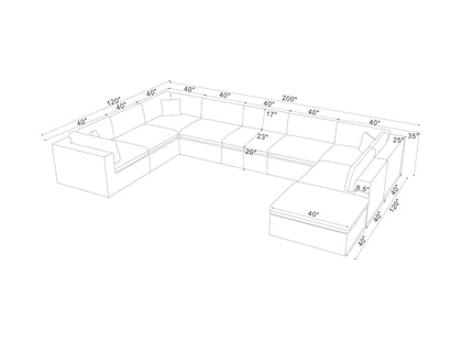 Custom Configuration Modular Sectional & Toss Pillows