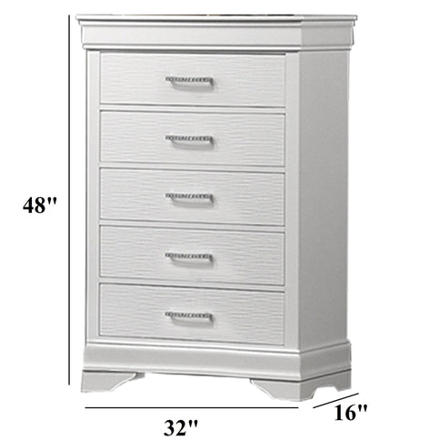 Chest, 5 Drawer Storage Furniture - White