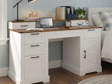 Office Desk With Charging Station & Storage Cabinet