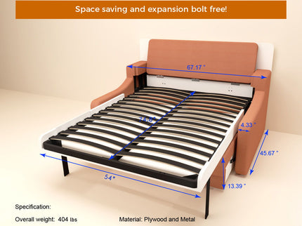 Morden Deisgn Vertical Murphy Bed With Sofa For Bedroom Or Guestroom White Wall Bed Space Saving Hidden Bed With New Style Gas Struts - Orange