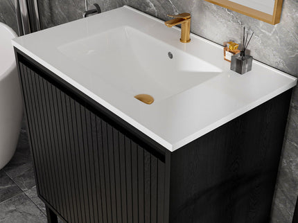 Bathroom Vanity With Ceramic Sink, Floor-Standing Design, Soft-Closing Drawers