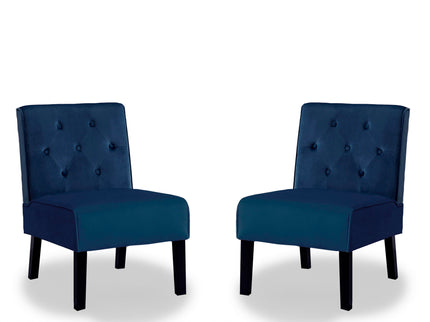 Reese - Living Room Armless Button Tufted Pattern Accent Chair (Set of 2)