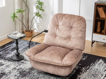 Modern Swivel Gliding Recliner Chair With Rocking Function And Phone Holder, Large Comfortable