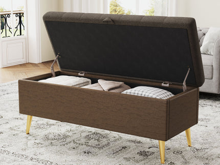 Modern Tufted Storage Ottoman Bench With Metal Legs