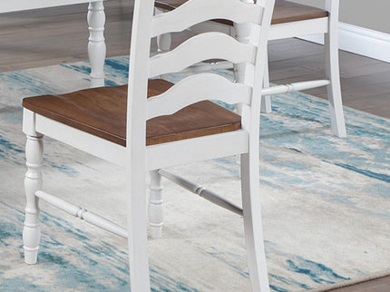 5 Piece Dining Set With Table And Ladder Back Chairs - Oak / White