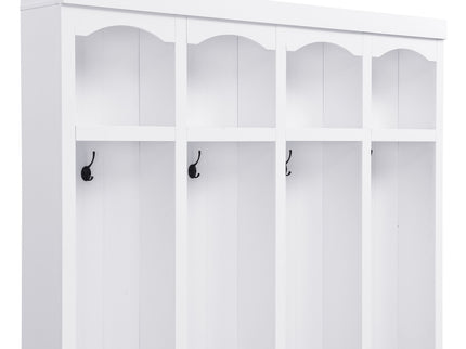 Entryway Hall Tree With Bench, 4 Hooks & Open Storage Space