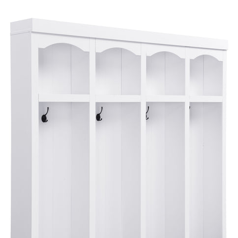 Entryway Hall Tree With Bench, 4 Hooks & Open Storage Space
